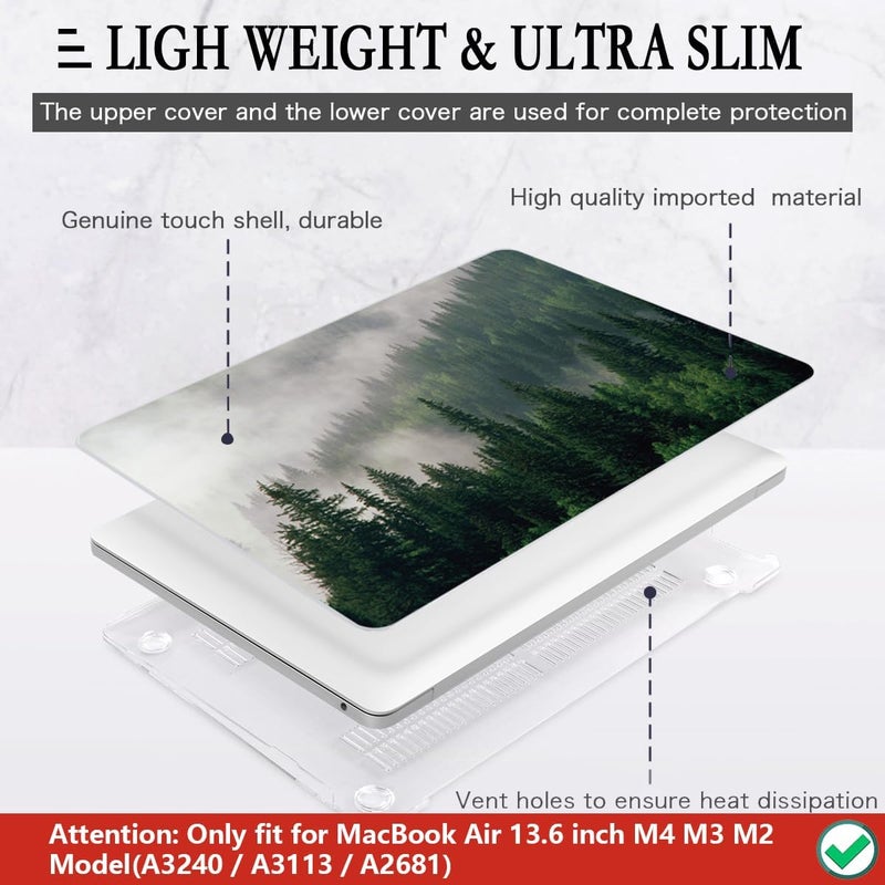 CISSOOK Compatible with MacBook Air 13.6 inch Case A3240 A3113 A2681 2025 2024 2022 Release, Forest Hard Shell Case with Keyboard Cover Type C to USB Transfer for MacBook Air 13.6 M2 M3 M4, Forest - Image 4